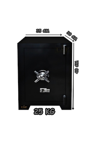 U.S.F Ev ve Ofis Tipi Çift Anahtarlı Çelik Para Kasası 35 x 30 x 40 CM 25 KG Siyah
