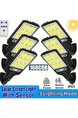 Tongxida 2 Adet 108 Cob Güneş Işıkları, 3 Modlu Su Geçirmez Hareket Sensörü, Güvenlik Aydınlatma, Duvar Sokak Lambası, Bahçe 2pcs