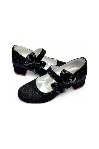 Beebron Ortopedik Topuklu Abiye Kız Çocuk Ayakkabı Shining Series Abiayk2401 Simli Siyah Siyah - Simli