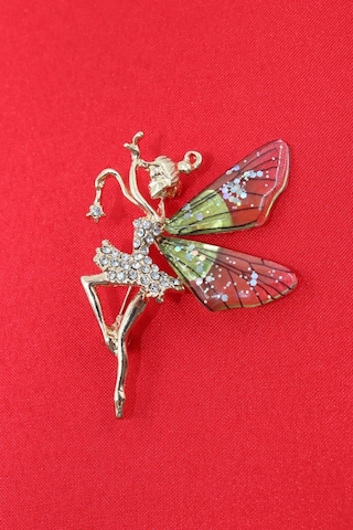 Peri Kızı Broş. Taşlı Tasarım Broş. Gold Renk Peri Kızı Broş. Yaka Iğnesi Broş. Kadın Broş. Broş. Çok Renkli