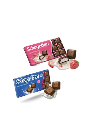 Schogetten Sütlü Ve Yoğurt Çilekli Çikolata 100 Gr 2 Li Paket