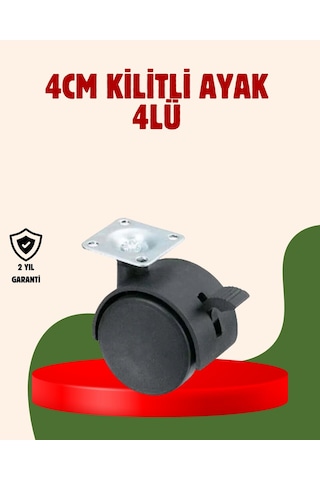 Northcity 4 Cm Kilitli Döner Ayak - 4 Adet Sehpa Ve Mobilya Ayağı Seti Siyah