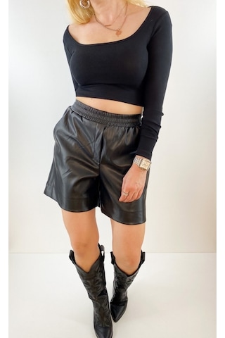 Modaonna Kadın Siyah Kaşkorse Crop Body Siyah