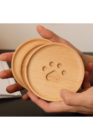 Yaozixa Japon Gaya Açıkçay Ahşap Ayak Desenli Isı Dayanıklı Kaymaz Engelleyici Bardak Altlığı Yuvarlak Diğer