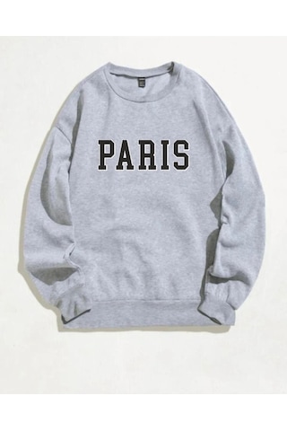Unisex Paris Bisiklet Yaka Sweatshirt 001