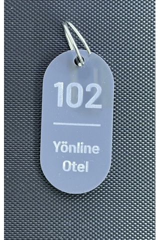 4'lü Kişiselleştirilebilir Antrasit Otel Bungalov Apart Yurt Tesis İsimli Oda Numaralı Anahtarlık Siyah