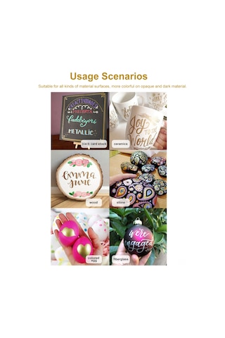 Tenfowee 10 Renkli Metalik Yumuşak Uçlu Boya Kalemi Seti - Dıy Projeler İçin Mükemmel Gümüş