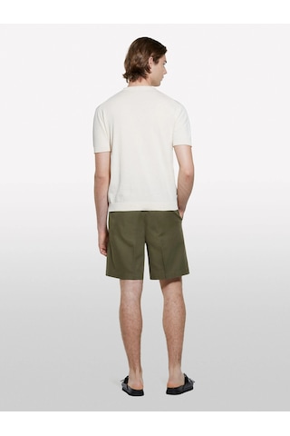 Sisley %100 Pamuk Yırtmaç Detaylı Regular Fit Bermuda Şort Erkek Yeşil Şort - 325p4gj0s9018 Haki Yeşili