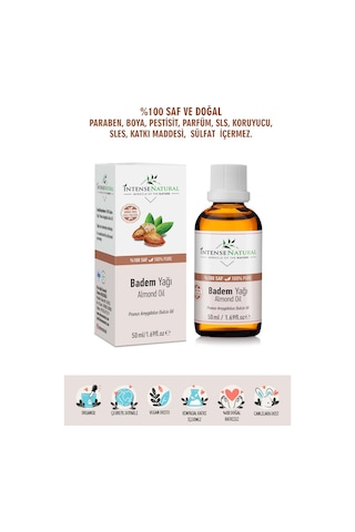 Intense Natural Badem Yağı Tatlı Soğuk Sıkım %100 Saf ve Doğal Sweet Almond Oil 50 ML