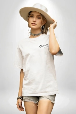 Valensdesign 30 Ağustos Zafer Bayramı Atatürk Temalı Oversize Bisiklet Yaka T-shirt - Beyaz
