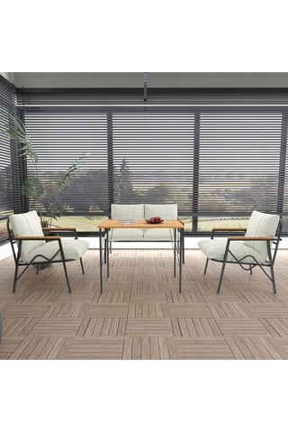 Doruk Home Balkon, Bahçe, Cafe, Metal Kanepe Koltuk Takımı , Bahçe Mobilyası, 90x50 Masalı - 211 Krem