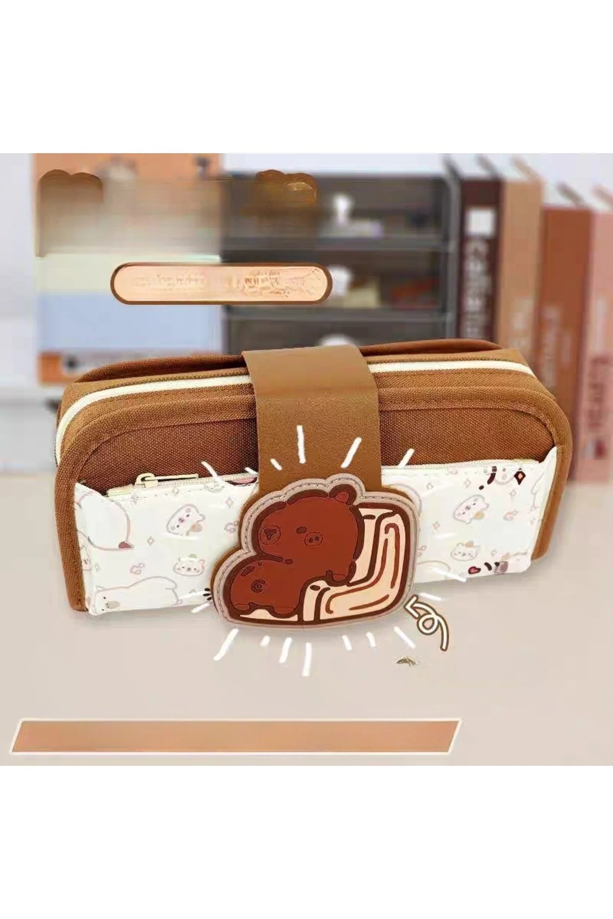 Ins Tarzı Basic, Geniş Kapasiteli, Leke Tutmaz Capybara Kalem Kutusu Koyu Kahverengi