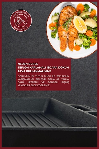 Buree Dikdörtgen Teflon Kaplamalı Izgara Döküm Tava - 26 X 32 Cm Tanımsız