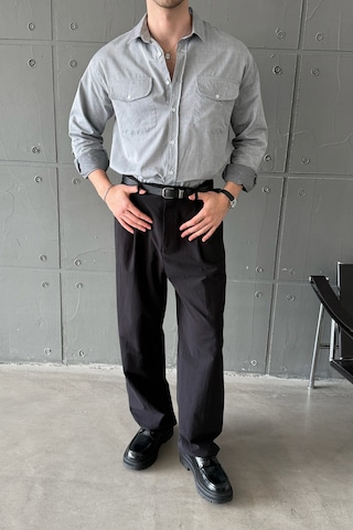 Erkek Baggy Fit Gabardin Kumaş Pantolon Siyah