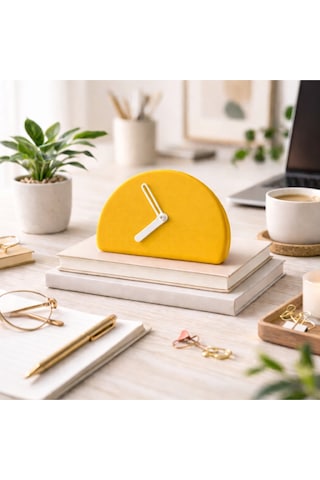 Modern Minimalist Yarım Daire Masa Saati - 5 Renk Seçeneği Sarı