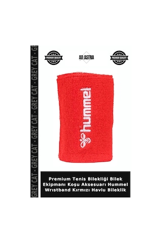 Premium Tenis Bilekliği Bilek Ekipmanı Koşu Aksesuarı Hummel Wrıstband Kırmızı Havlu Bileklik