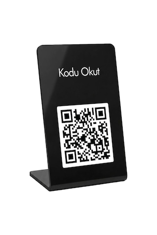 Meo 10'lu Paket - Kodu Okut Standı - Qr Kodlu Masaüstü Pleksi Stand Siyah