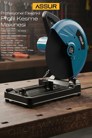Assur ASR618 2000 W 355 MM Profil Metal Kesme Mavi