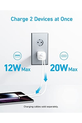 Anker 323 Usb-c & Usb-a Şarj Cihazı 33w, Powerdelivery, Activeshield Güvenlik Sistemi,%45 Daha Küçük
