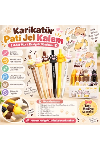 Sevimli Kedi Pati Tasarımlı 0.5 Mm Jel Kalem 1 Adet Mix Rastgele Gönderim Çok Renkli Sevimli Kedi Pati Tasarımlı 0.5 Mm Jel Kalem 1 Adet Mix Rastgele Gönderim Çok Renkli