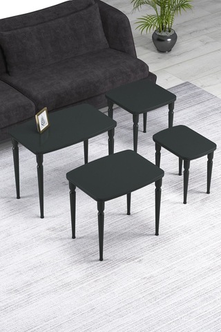 Imaj Mdf Ve Lake Boya, Antrasit 4lü Zigon Sehpa Takımı, Antrasit Gürgen Ayaklar Antrasit