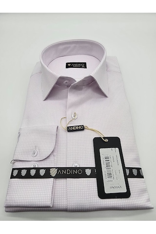 Andino Regularfit İnce Kareli Erkek Gömlek Likralı Ar045004 Lila