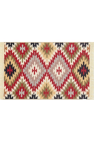 Red Multy Yıkanabilir Çift Taraflı Modern Desenli Dokuma Kilim