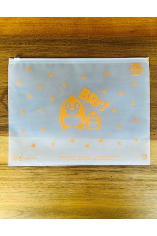Palpak Bebek ve Çocuk Ürünleri İçin Penguen Desenli Fermuarlı Saklama Torbası 26x33 Cm Şeffaf