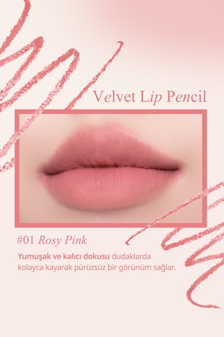 Kremsi Formüle Sahip Dudak Kalemi Ve Kalemtıraş Seti Clıo Velvet Lip Pencil Set 01 Rosy Pink