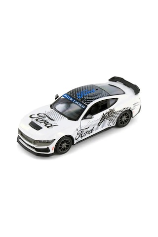 Kinsmart 2024 Ford Mustang Dark Horse 1:38 Çek Bırak Metal Model Araba Beyaz - Özel Livery Seri