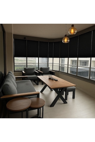 Perdema Kancalı/vidalı Jalvolin Plise Cam Balkon Perdesi - Ofis Perdesi - Mutfak Perdesi - Salon Perdesi Siyah