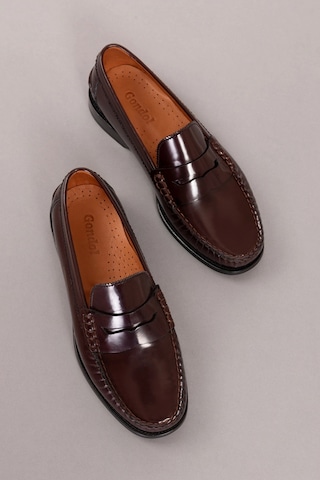Gondol Erkek Hakiki Deri Kösele Loafer Ayakkabı Ny.005 Bordo Rugan