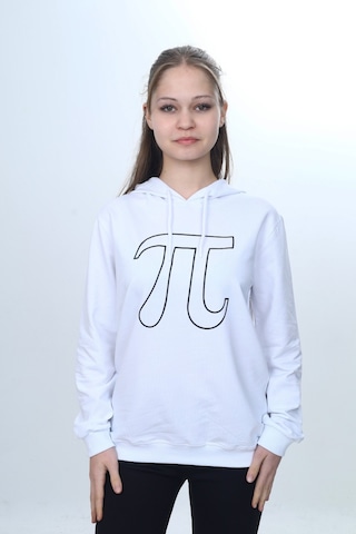 Toontoy Unisex Çocuk Pi Sayı Baskılı Regular Kapüşonlu Sweatshirt Beyaz