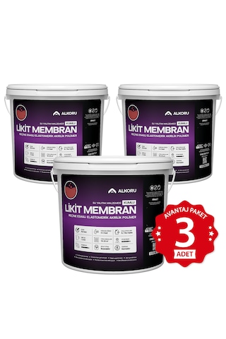 Alkoru 3 Adet 13 Kg Kırmızı Kumlu Likit Membran Renkli Reçine Esaslı Sıvı Su Yalıtım Malzemesi Avantaj Paket
