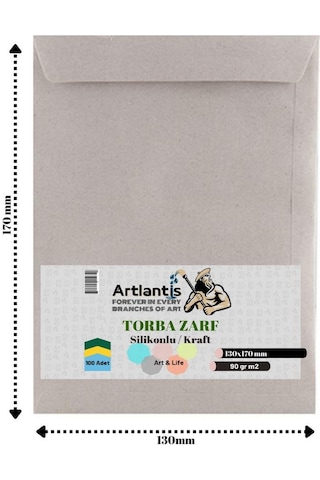 Torba Zarf 13x17 Cm Kraft 90 Gr Silikonlu 100'lü 1 Paket Artlanti