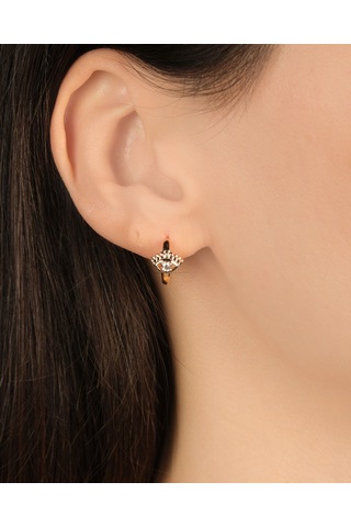 Kadın Kararmaz Çelik Lüks Göz Mini Halka Küpe