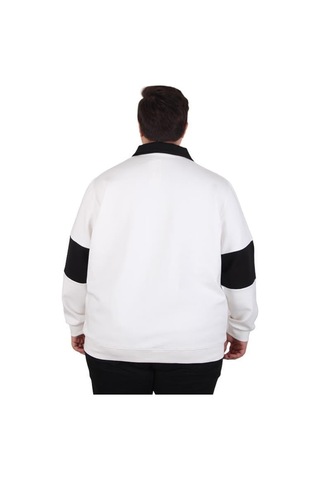 Starbattal Büyük Beden Polo Yaka Fermuarlı Sweat Double Face 25709 Bej Bej