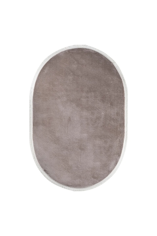 Vl Yuvarlak Comfort Ponpon Saçaklı Peluş Post Halı Kahverengi Halı Kahverengi Oval Düz Saçak