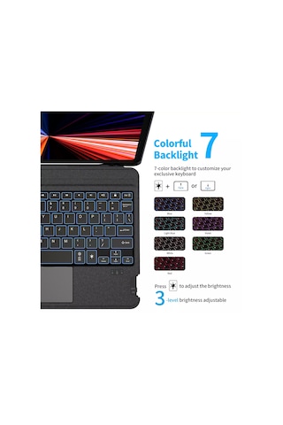 Apple Uyumlu iPad 10.9 İnç 10.nesil Fuchsia Touch Pad Klavyeli Standlı Kılıf Kılıf