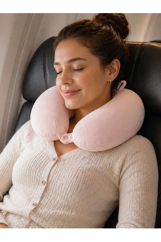 Seyahat Seti Boyun Yastığı Pasaport Kılıfı Valiz Kemeri & Etiketi 4 Lü Travel Set Pembe