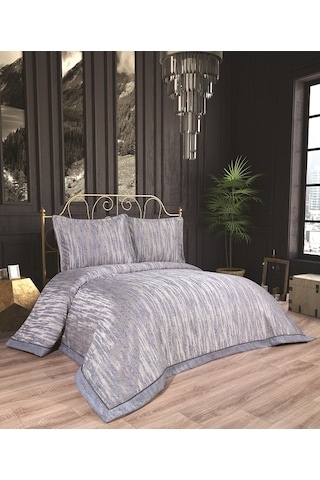Calantha Home Collection Estella 3 Parça Lacivert Geometrik Pike Takımı 240 X 260 Cm Lacivert