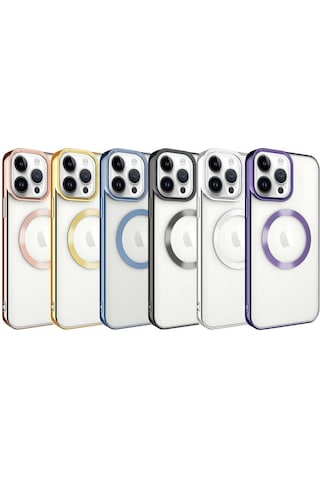 Apple Uyumlu iPhone 14 Pro Kılıf M-safe Wireless Şarj Özellikli Zore Setro Silikon Derin Mor
