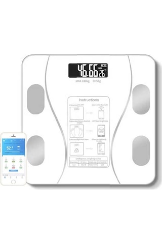 Beyaz Renk Bluetooth Özellikli Akıllı Tartı Çok Renkli
