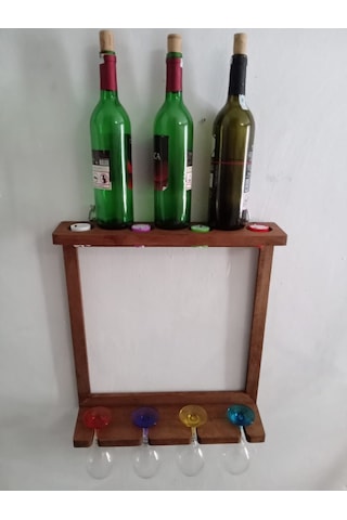 Bahat Ahşap Kayın Ağacı Işıklı Mumlu Ledli Şaraplık 44 x 50 CM