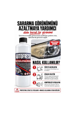 Autofresh Far Temizleme Solüsyonu Oto Far Parlatma Sıvısı Araç Far Yenileme 800 Ml