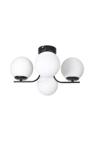 Lora Modern Tasarım Minimal Yatak Odası Salon Mutfak Oturma Odası Camlı 4 Lü Avize Siyah