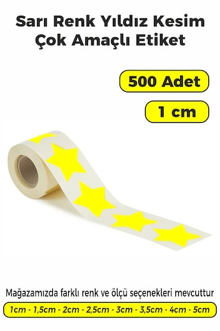 Sarı Renk Yıldız Kesim Sticker Etiket 1cm - 500 Adet Sarı Sarı Renk Yıldız Kesim Sticker Etiket 1cm - 500 Adet Sarı