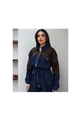Asur Boutique Asur Butik Kadın Çift Renkli Geniş Kalıp Kot Takım Lacivert