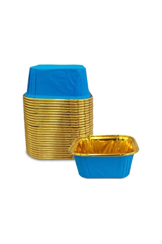 Kafem Muffin Kek Kapsülü Kare Mavi-altın 25li X 60 Paket Koli - K36 Mavi + Altın