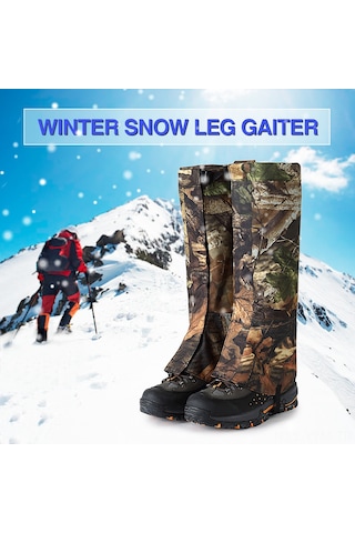 Geeksen Uzun Camo Kar Botu Korumaları Xl: Su Geçirmez, -30 C Dayanıklı, Tpu Askılı, Metal Kordon Kanca Kamuflaj